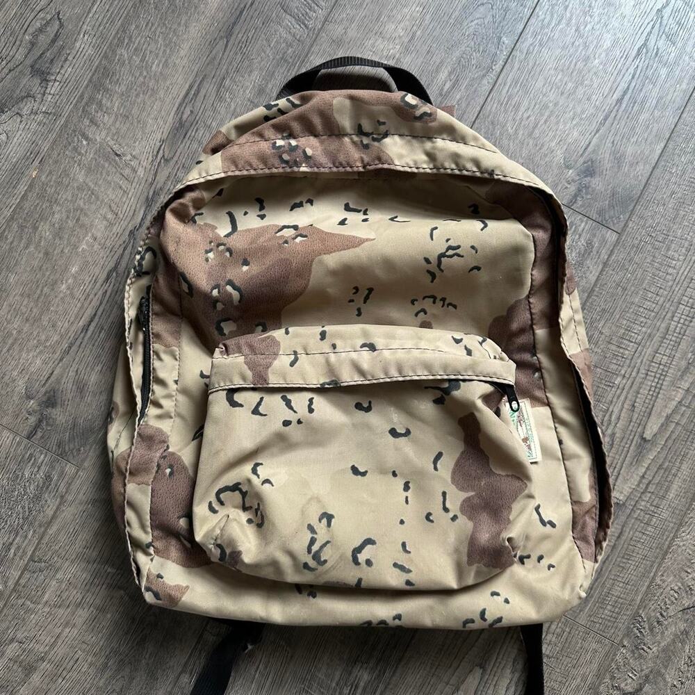 Vintage 80s Military Army Chocolate Chip Dessert Camo Hunting Backpack